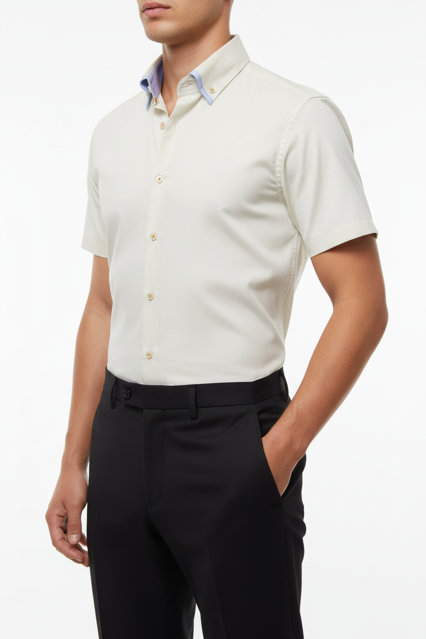 Kortmouw Overhemd Beige