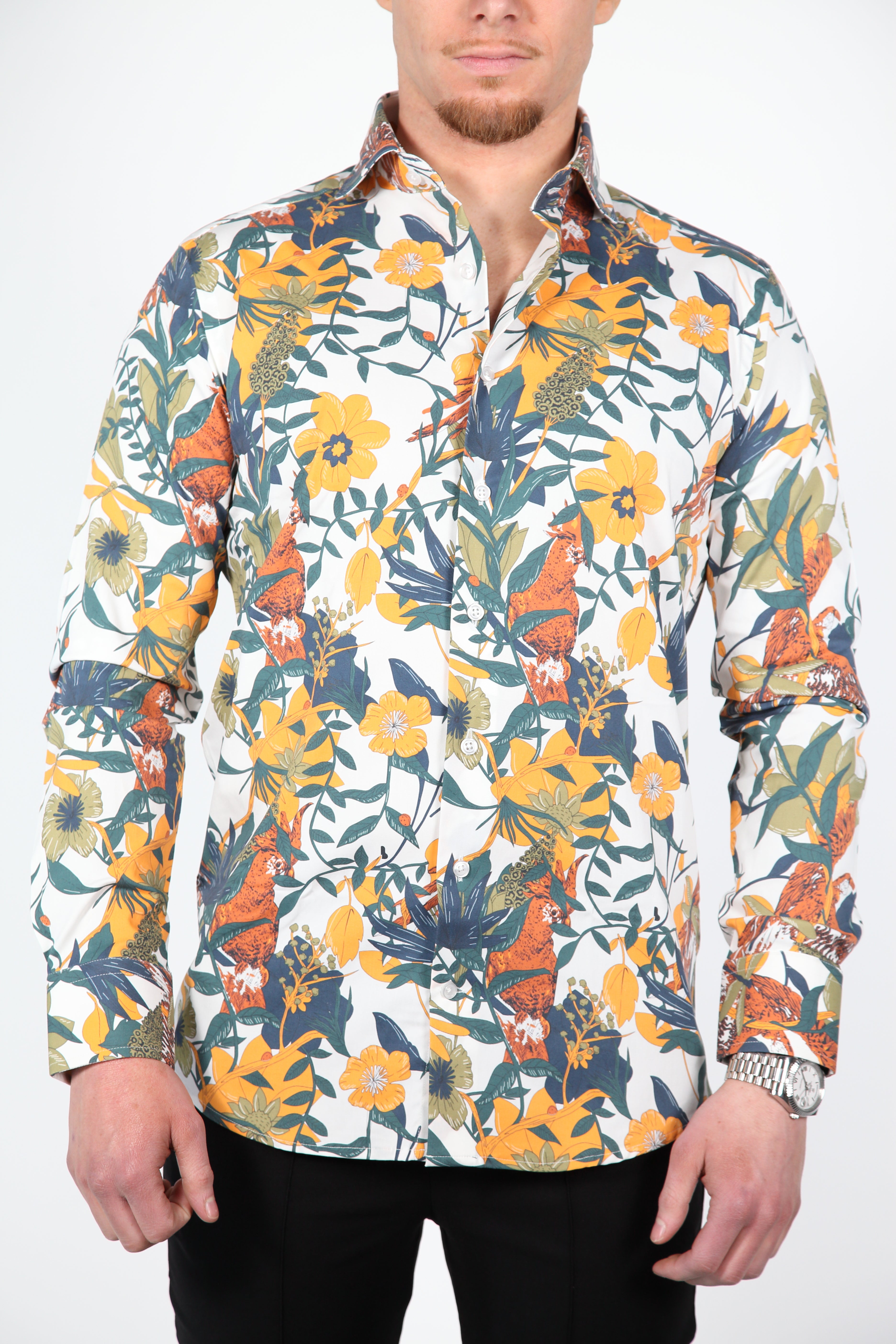 Overhemd Aries Wit Geel