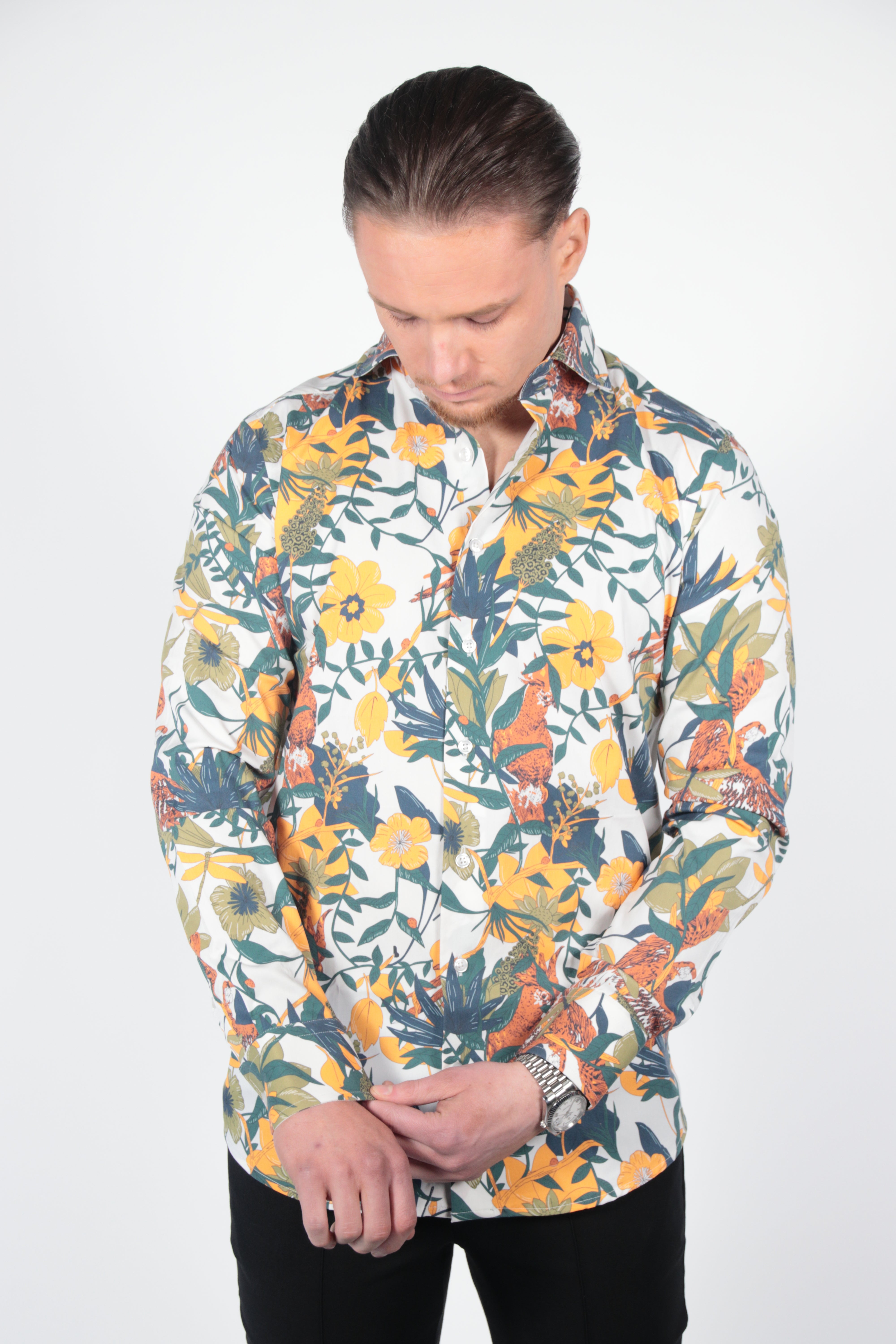 Overhemd Aries Wit Geel