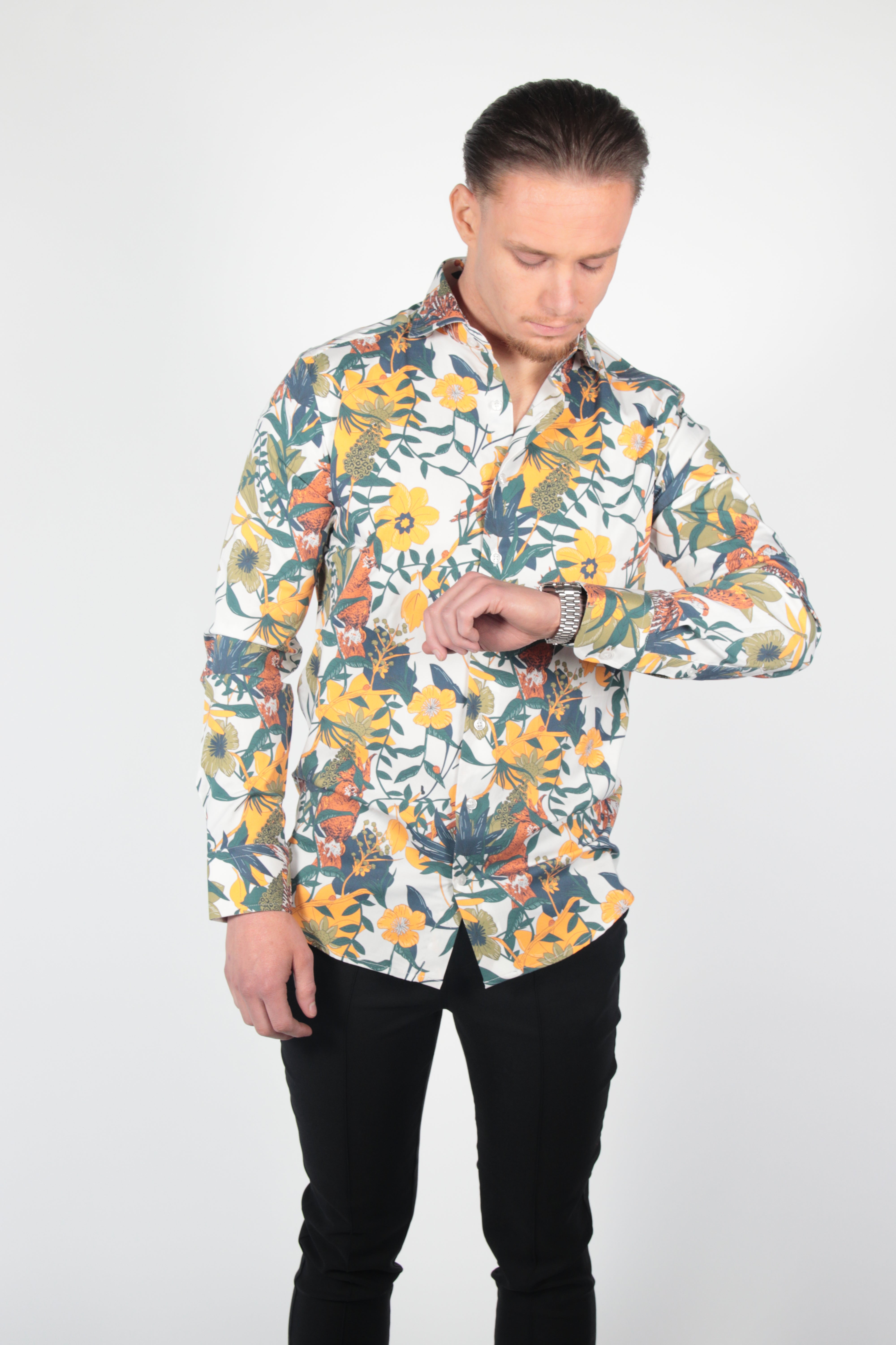 Overhemd Aries Wit Geel