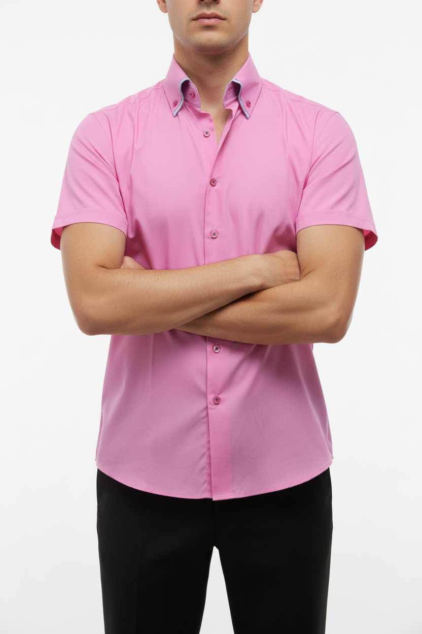 Kortmouw Overhemd Roze