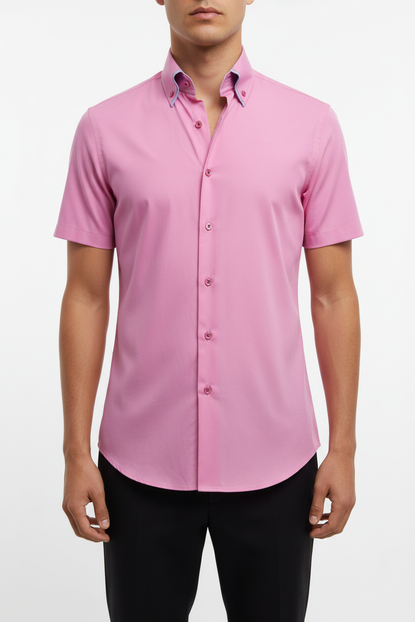 Kortmouw Overhemd Roze