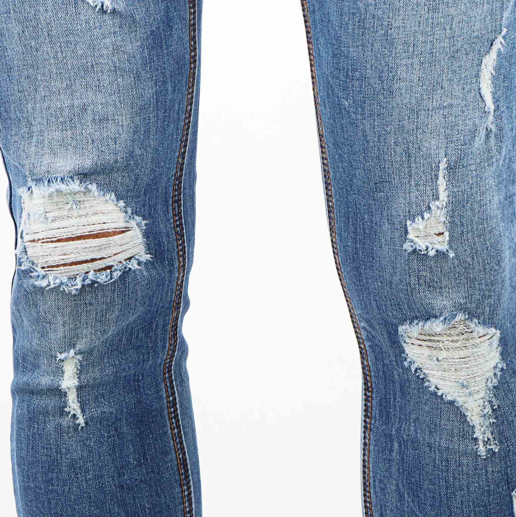 Heren Skinny Jeans Ripped Blue