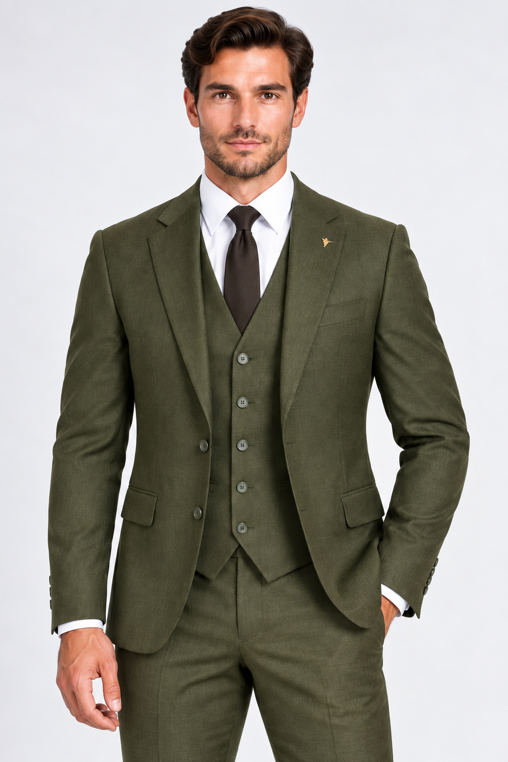 Milano Three-piece suit Olive Green