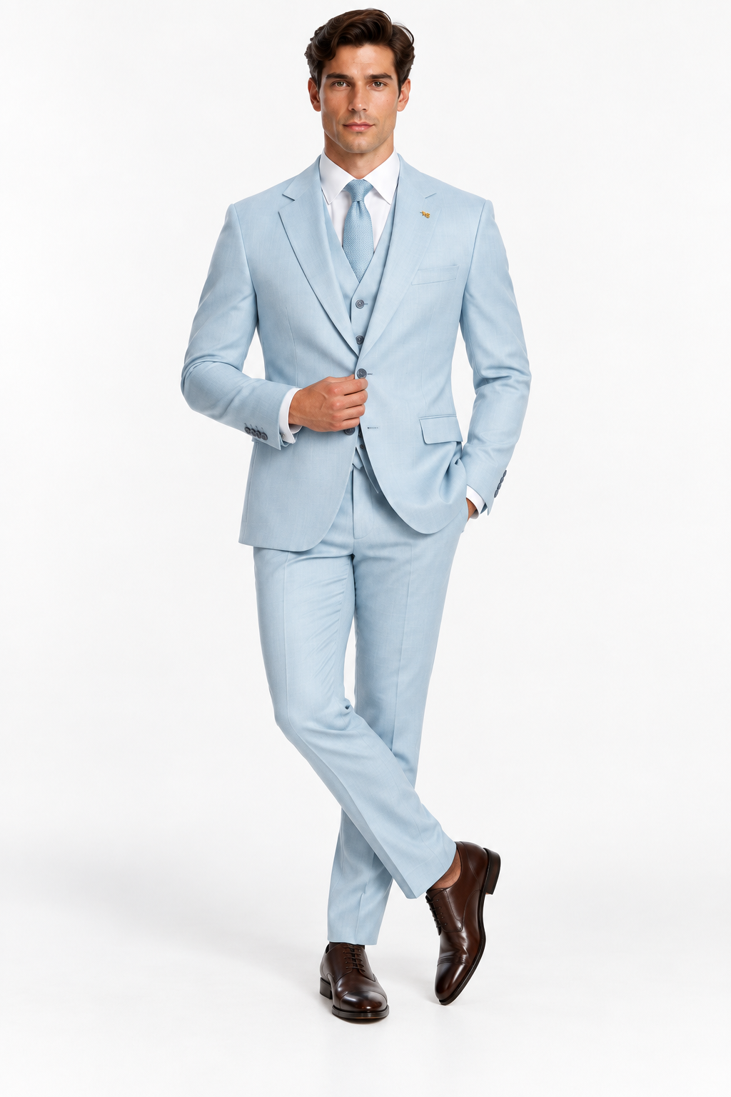 Monaco Three-piece Suit Light Blue