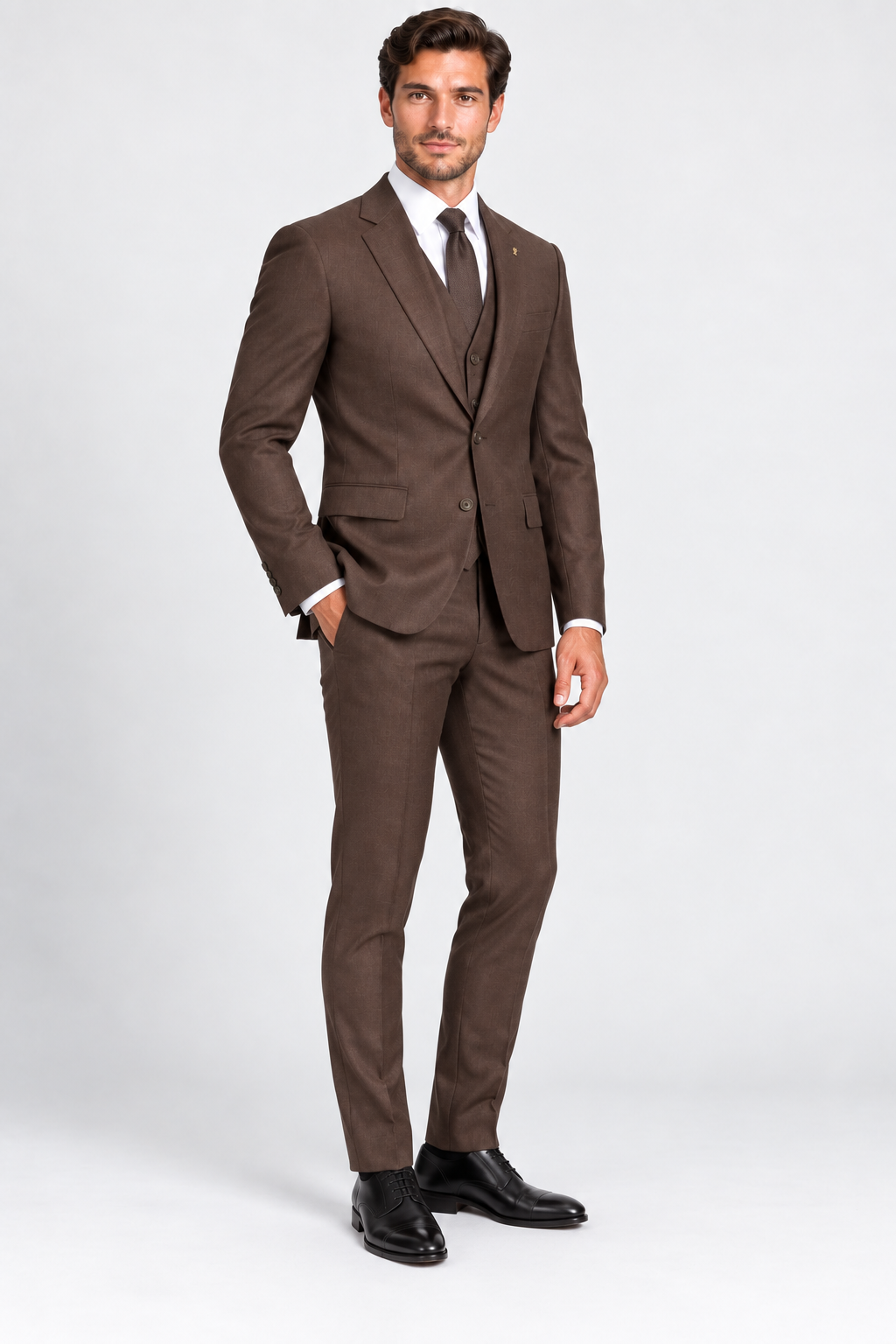 Portofino Three-piece Suit Dark Brown