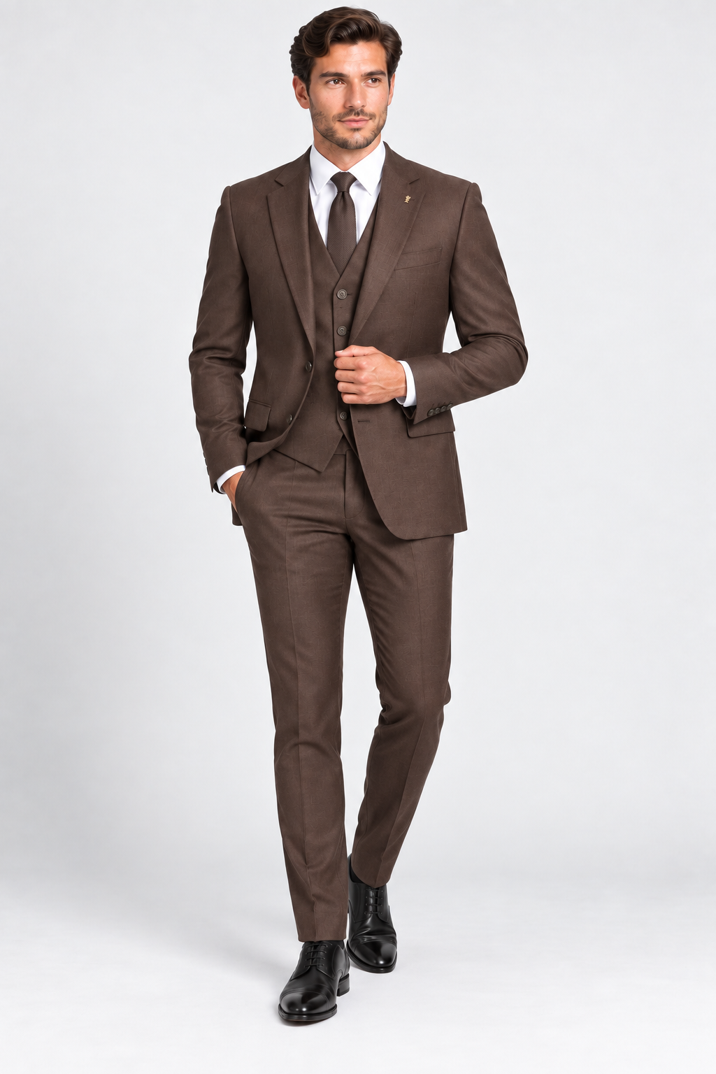 Portofino Three-piece Suit Dark Brown