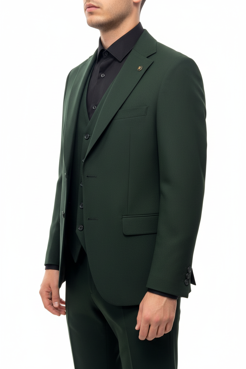 Morvelli Driedelig Pak Donkergroen