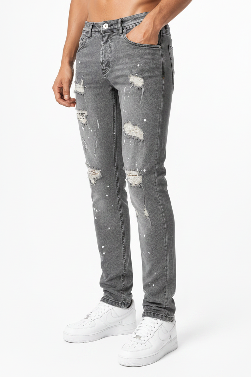 Denim Splashed Jeans Grijs