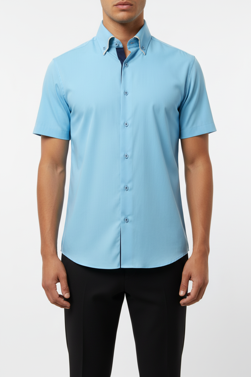 turquoise short sleeve dress shirt Huresd Mens Button Down Short Sleeve Shirt Cotton Linen Wrinkle Free Solid Color Dress Shirts Casual Shirts Pocket Turquoise XL