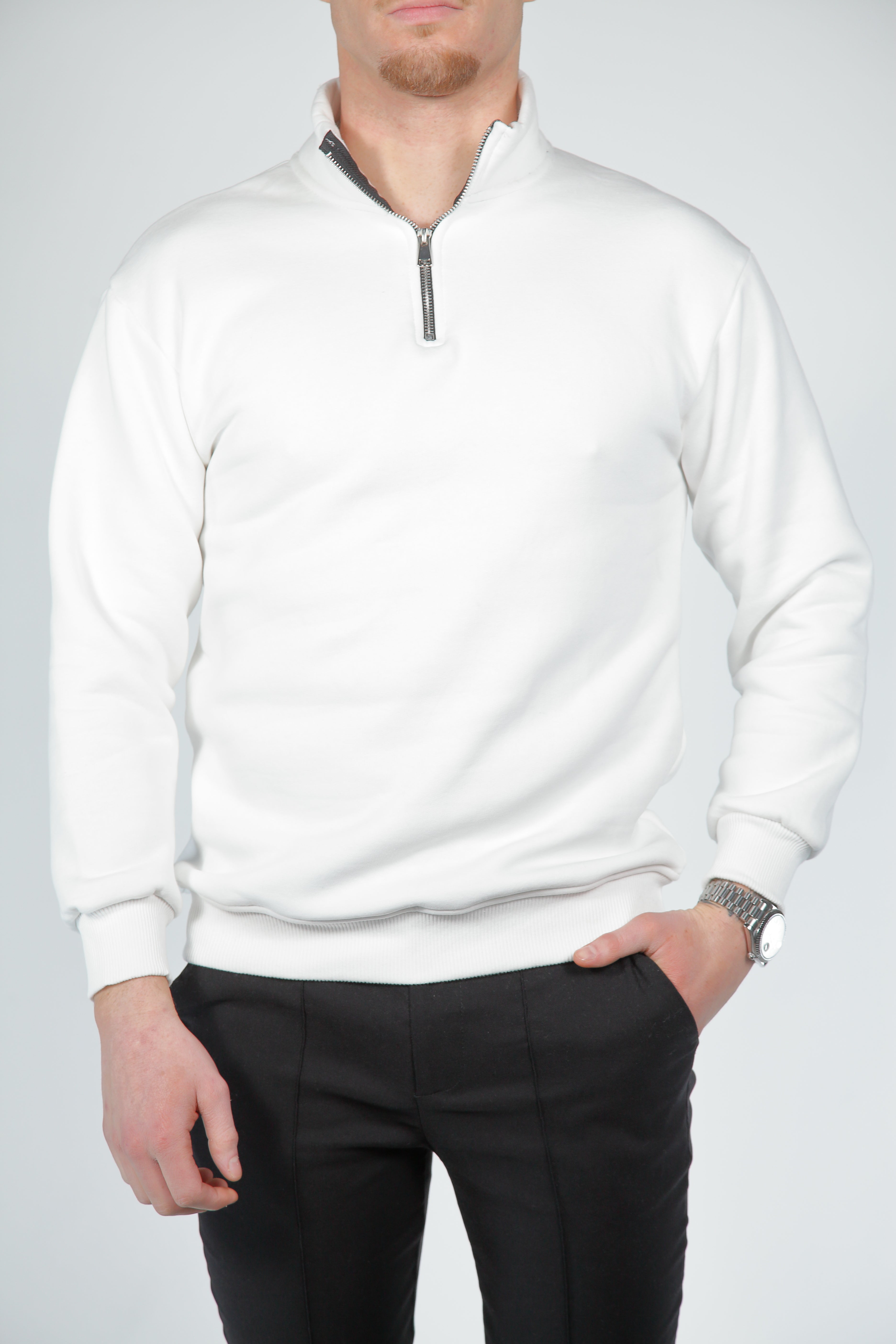 Velluto Witte Half-Zip Sweater Wit