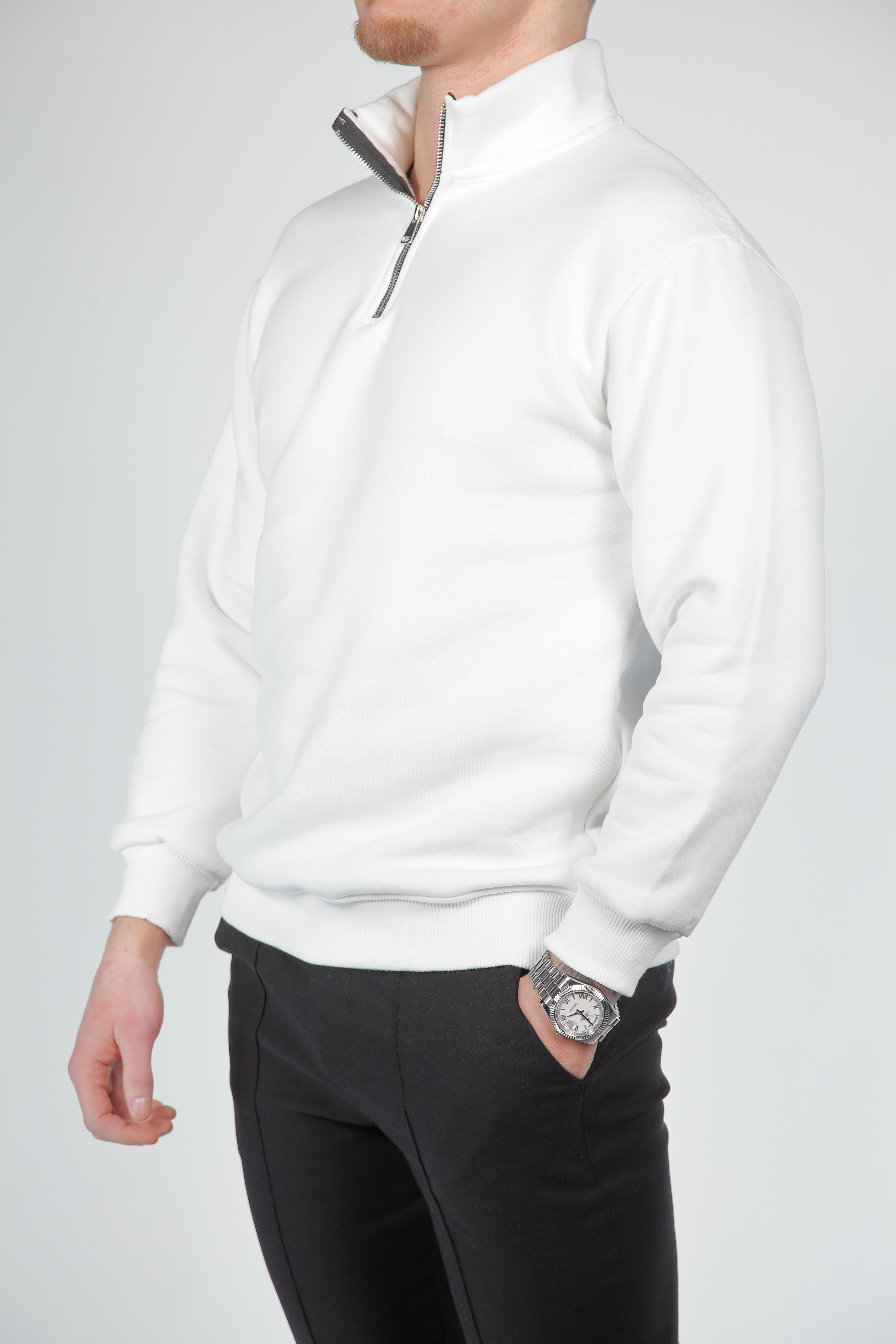 Velluto Witte Half-Zip Sweater Wit