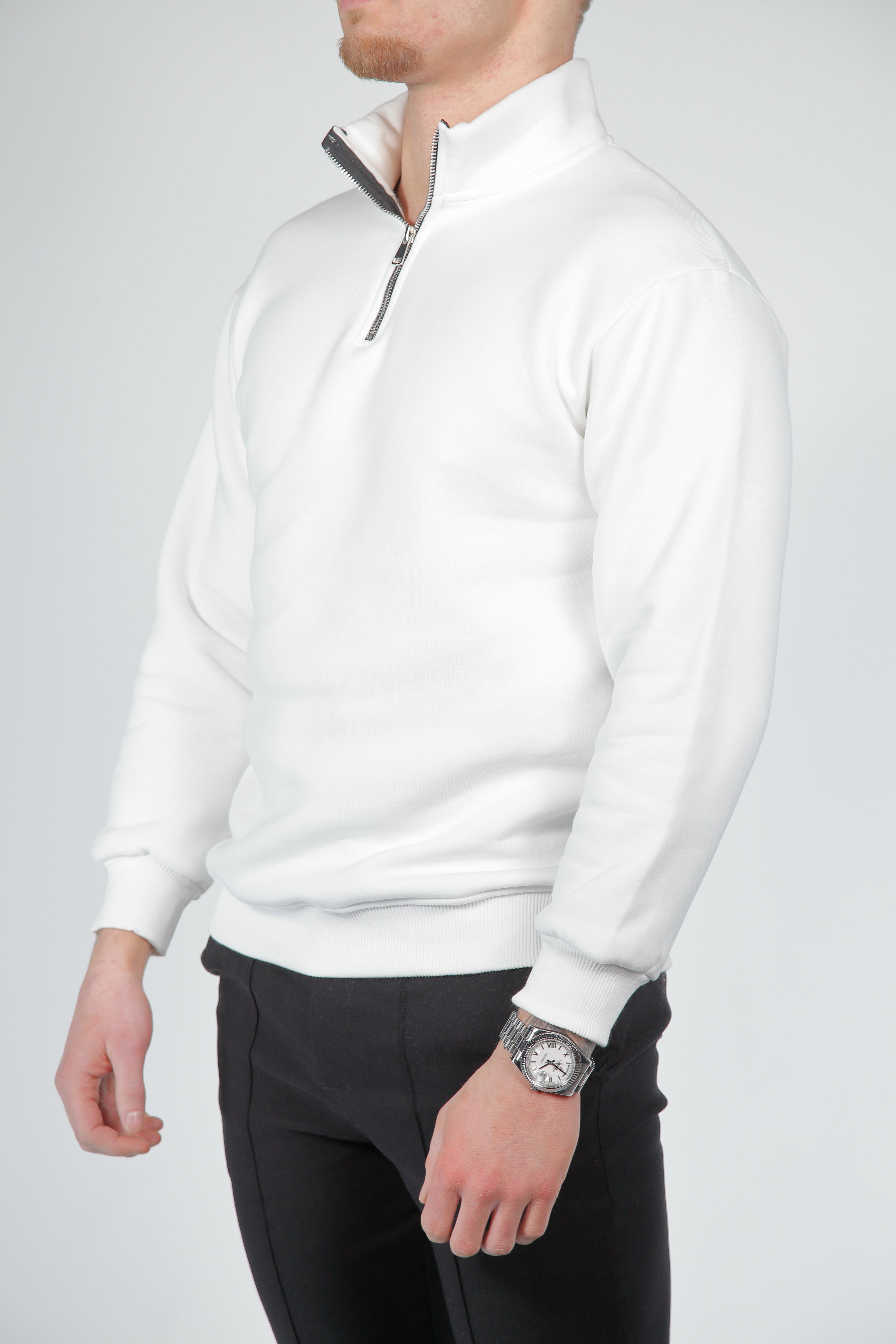 Velluto Witte Half-Zip Sweater Wit