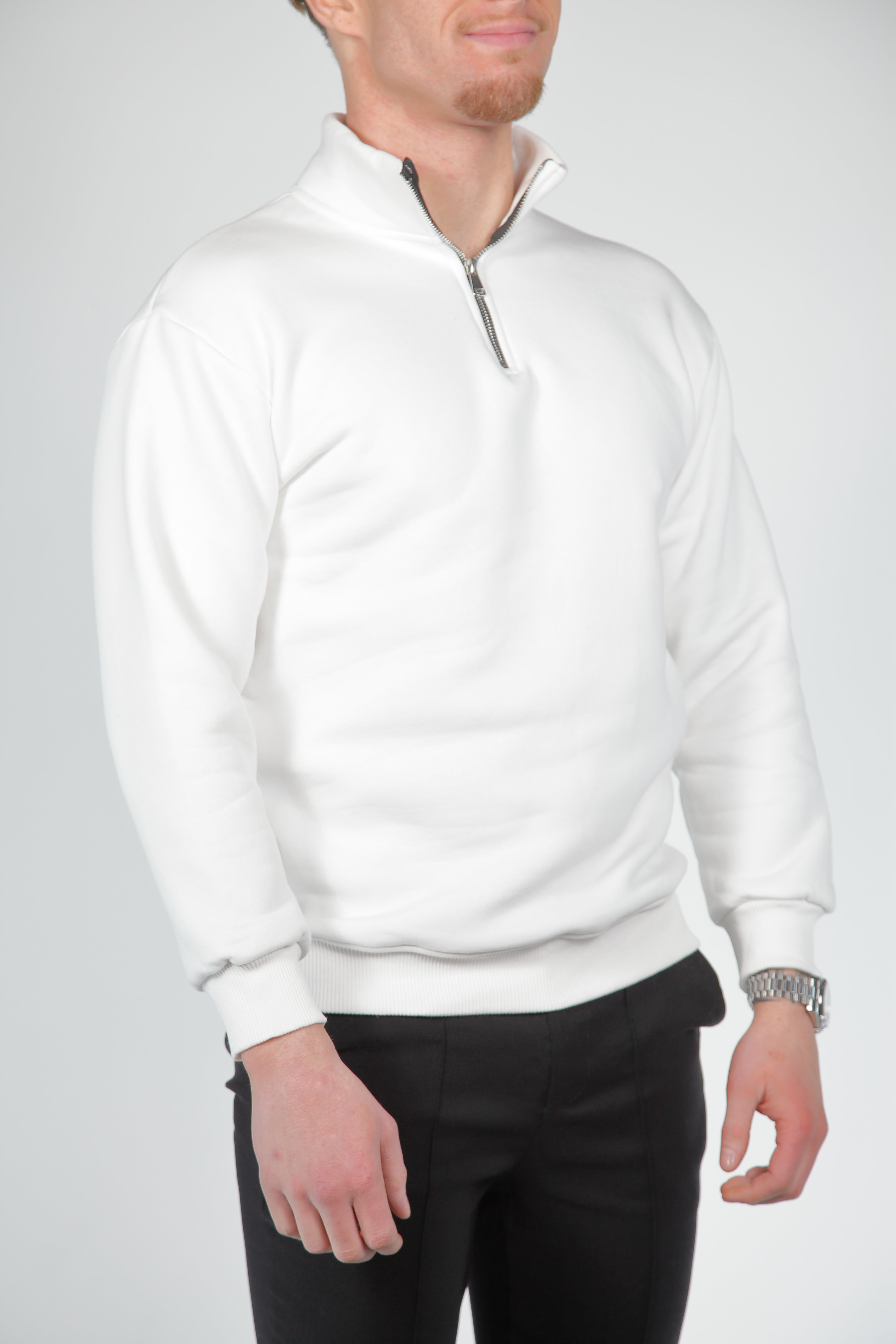 Velluto Witte Half-Zip Sweater Wit