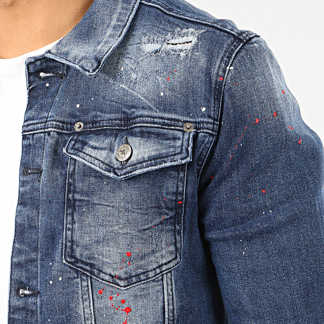 Denim Jacket Splashed Blue