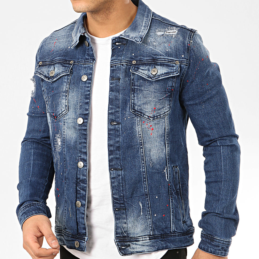 Denim Jacket Splashed Blue