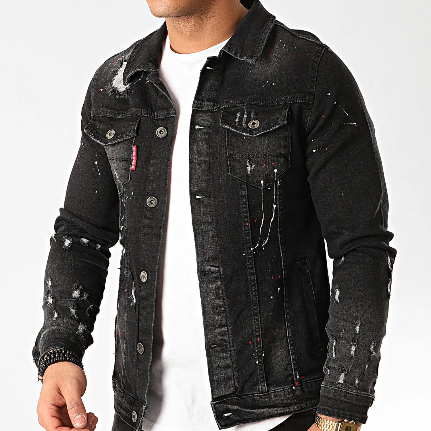 Denim Jacket Splashed Black
