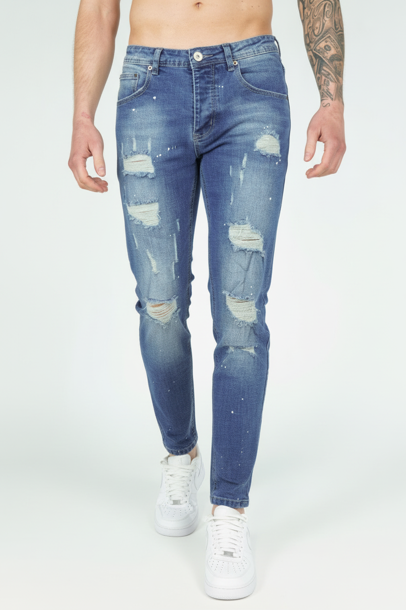 Denim Splashed Jeans Blauw