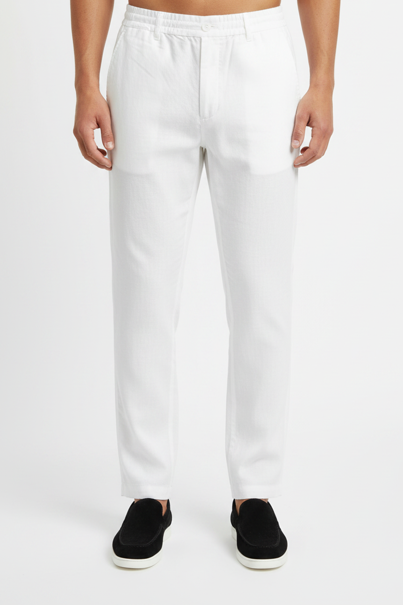 Pantaloni in Lino Valenci Bianco