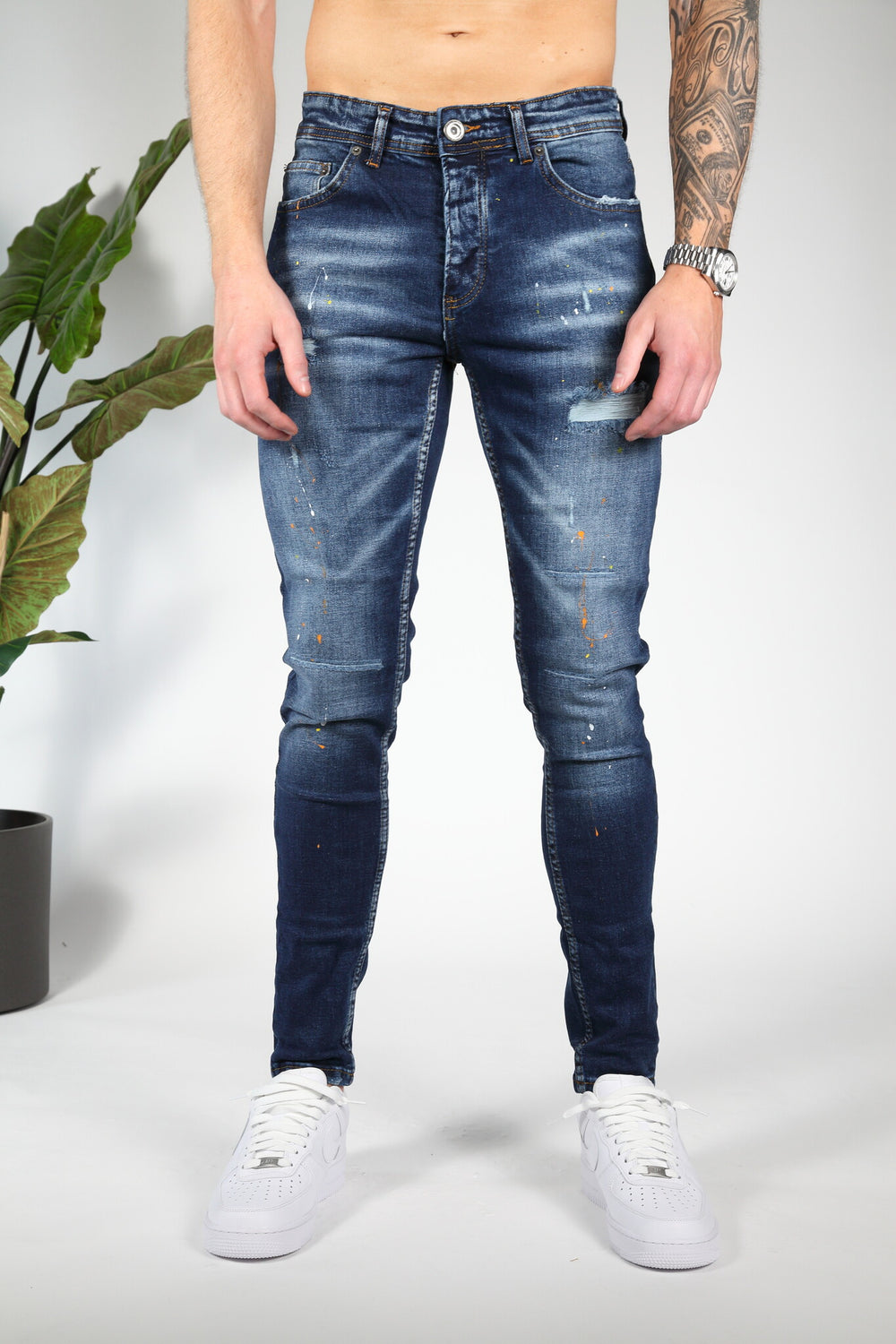 Blauwe Inked Impact Skinny Jeans