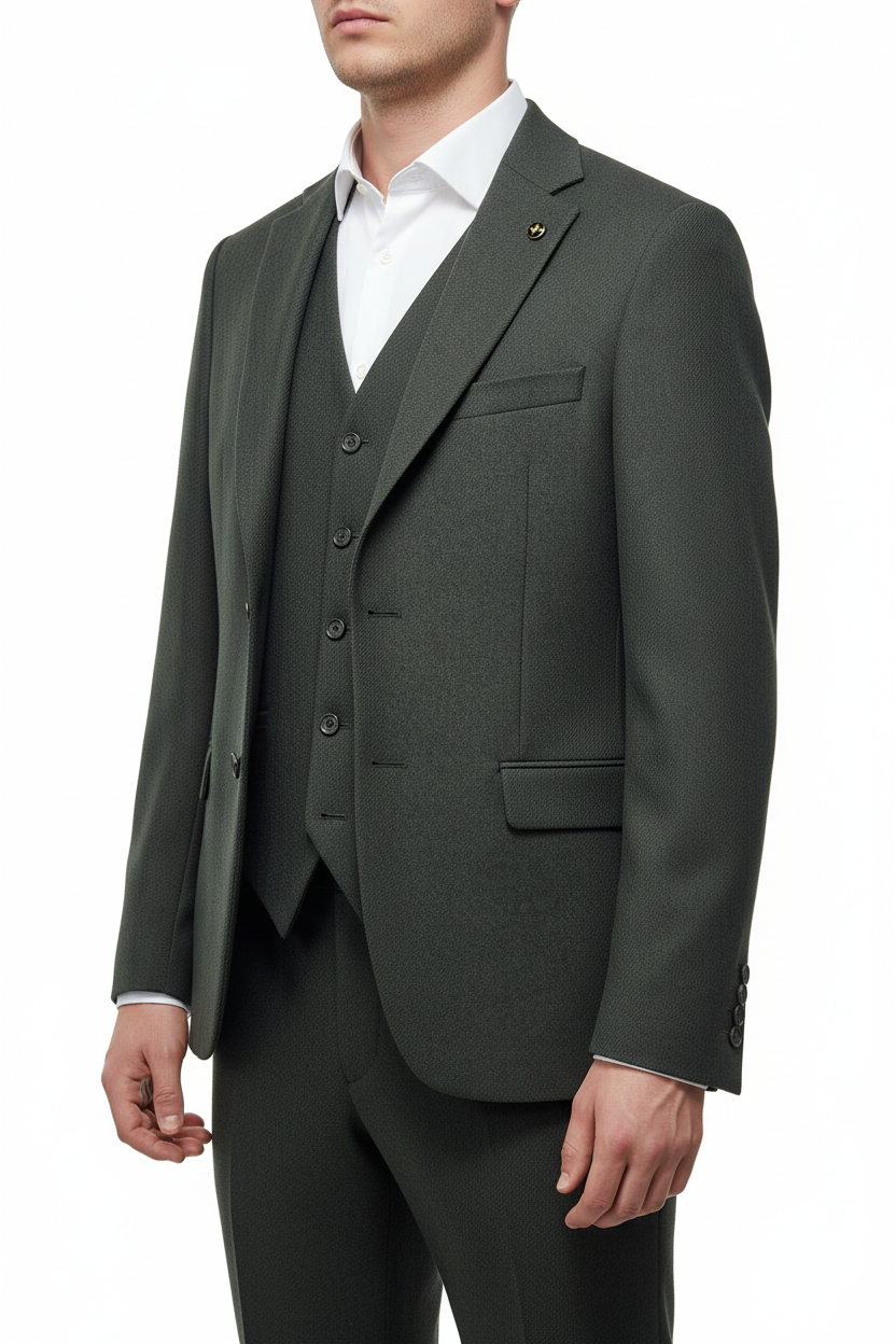 Marcello Driedelig Pak olijfgroen