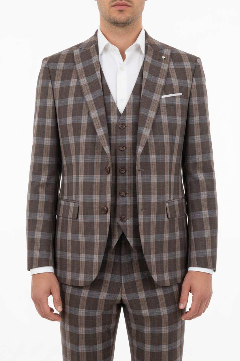 The Florence Driedelig Ruit Pak Bruin