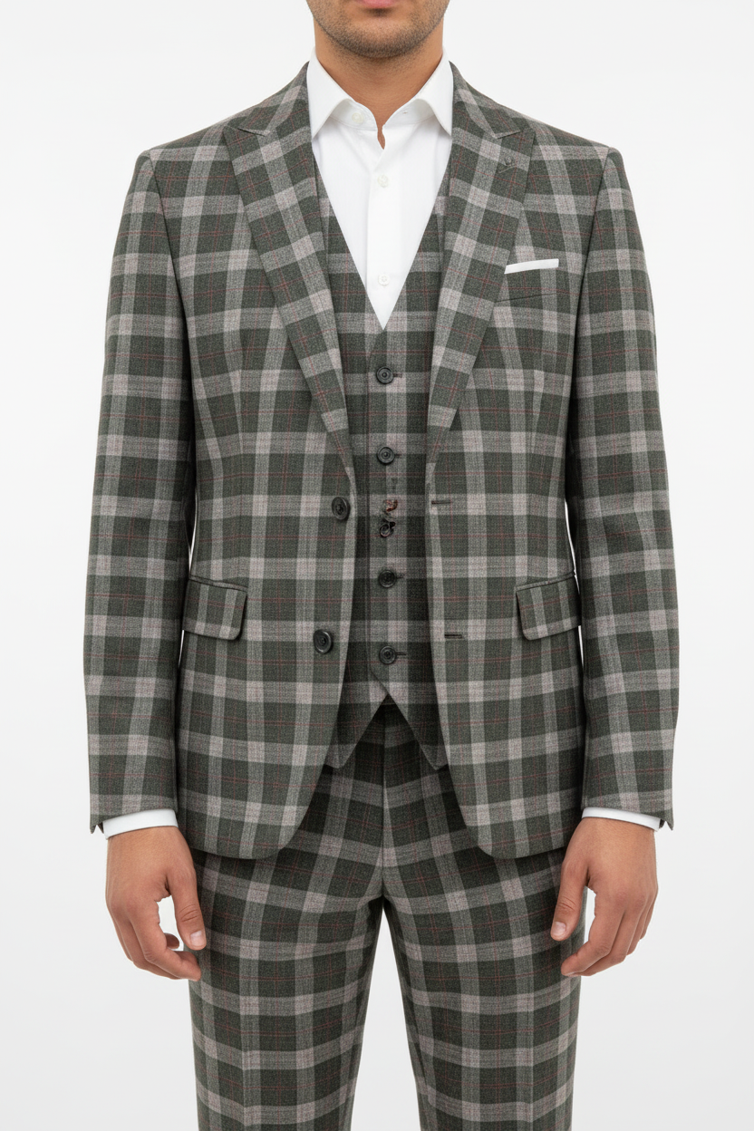 The Florence Driedelig Ruit Pak Groen