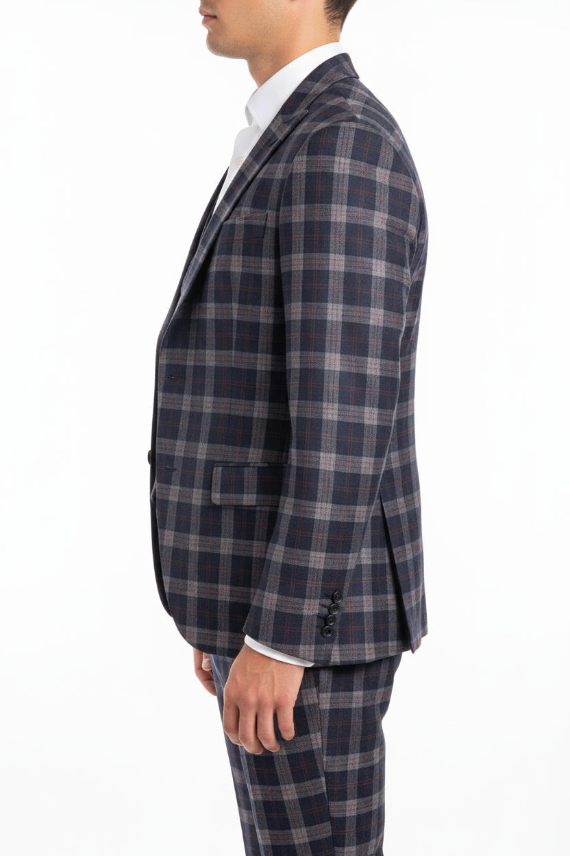 The Florence Three-piece Check Suit Navy