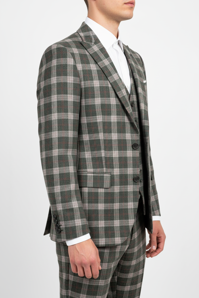 The Florence Driedelig Ruit Pak Groen