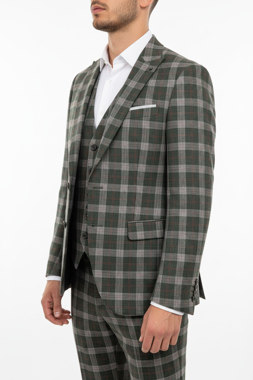 The Florence Driedelig Ruit Pak Groen