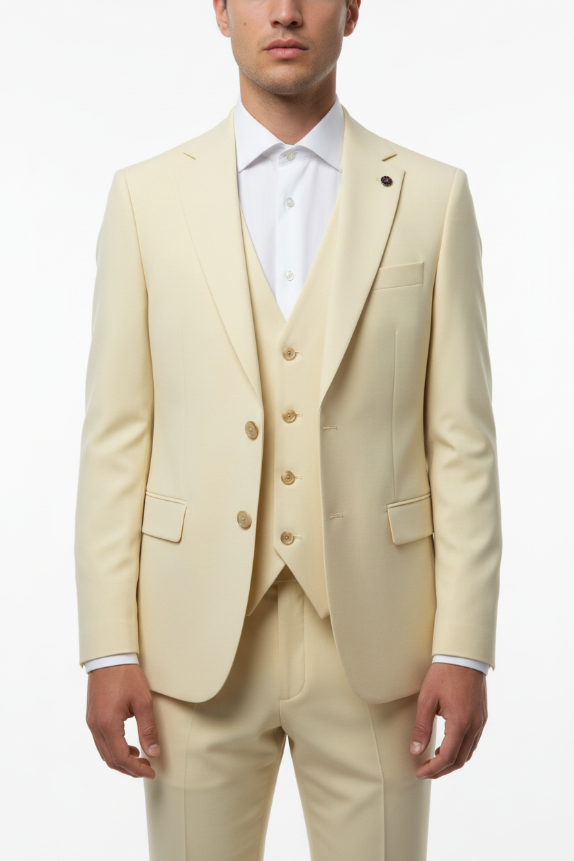Alberto Three-piece Suit Cream