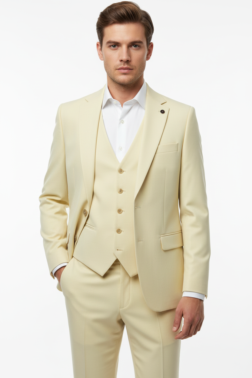 Alberto Three-piece Suit Cream
