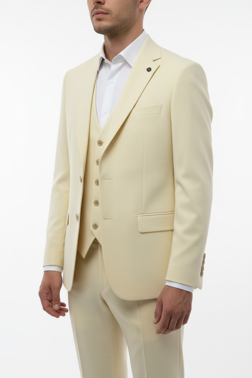 Alberto Three-piece Suit Cream