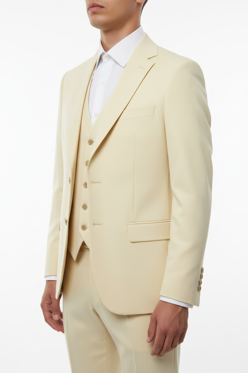 Alberto Three-piece Suit Cream