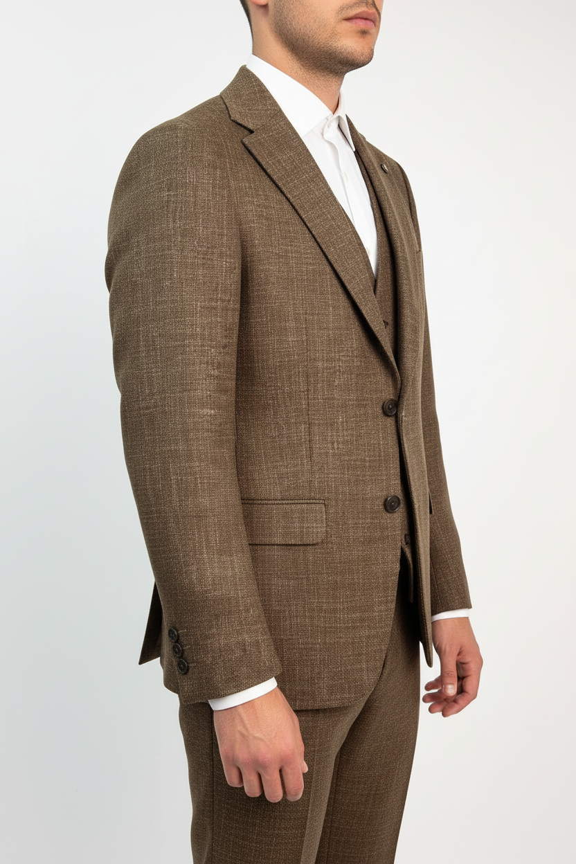 Raffaele Driedelig Pak Taupe