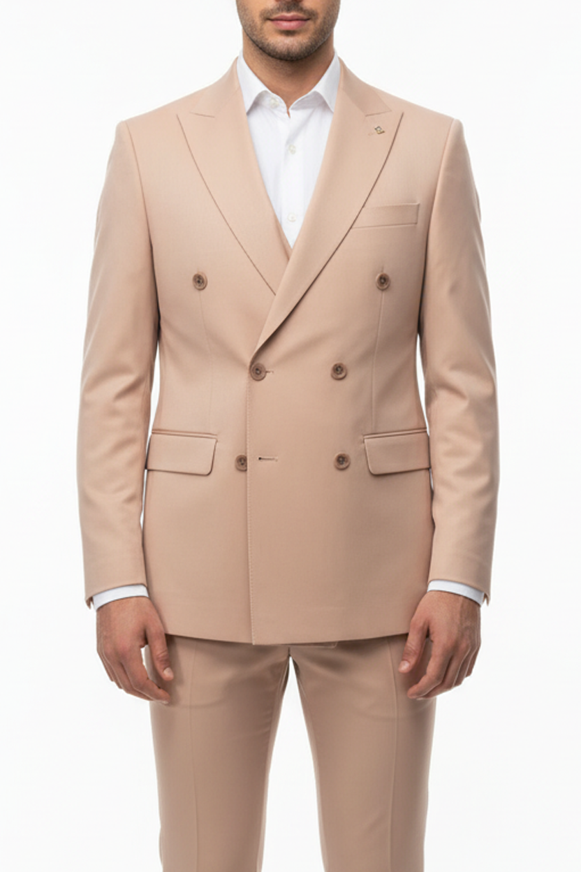 Monaco Double Breasted Suit Salmon