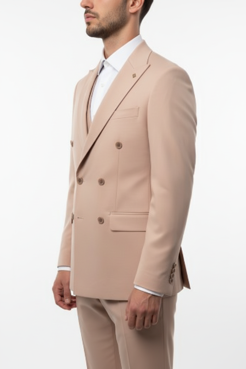 Monaco Double Breasted Suit Salmon