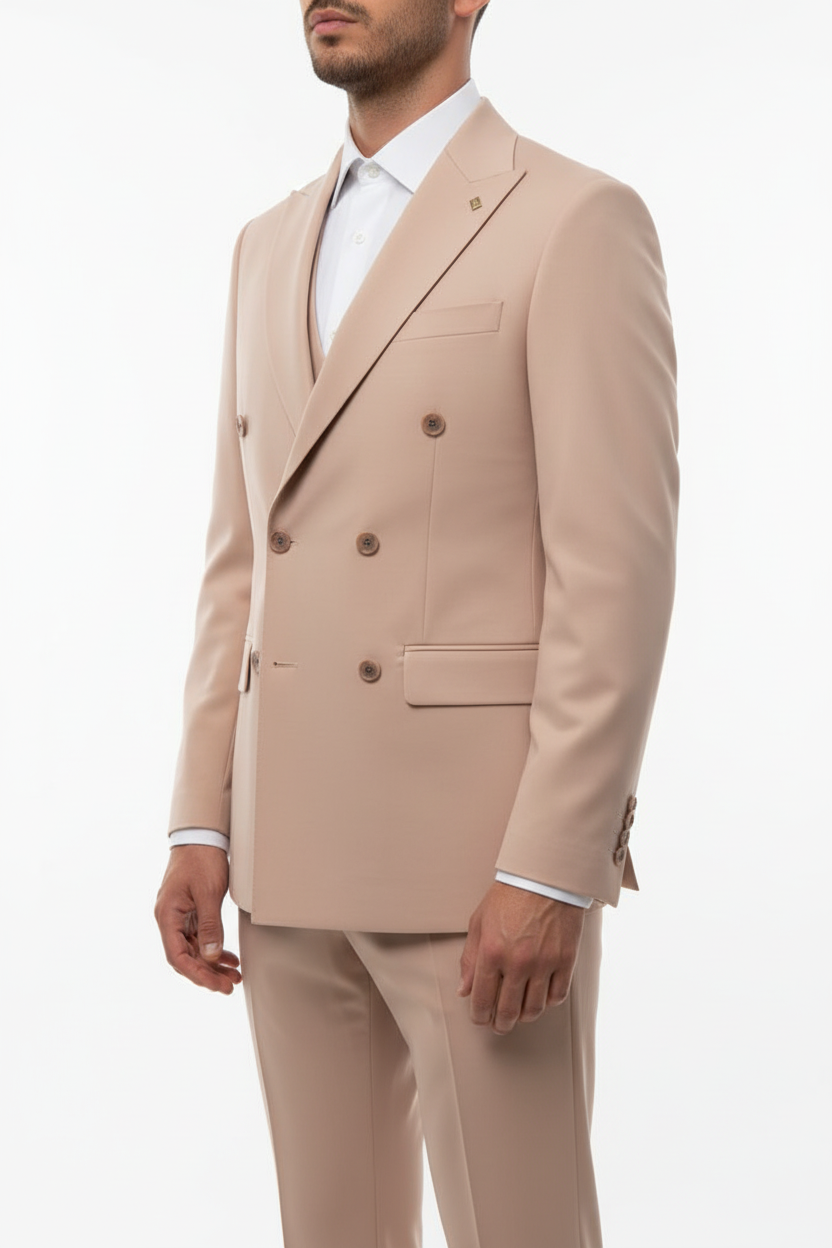 Monaco Double Breasted Suit Salmon