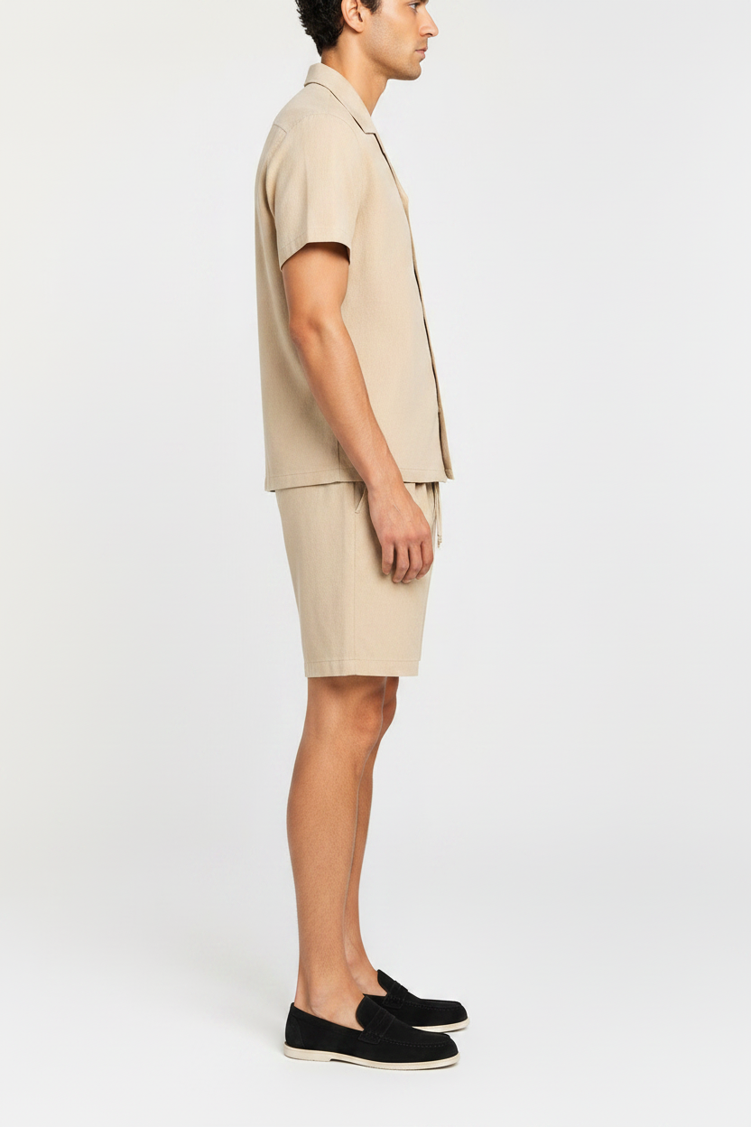Valenci Linnen Set Short Beige