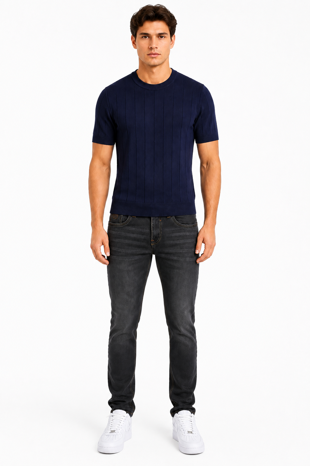 Capri set Jeans & Tshirt | Navy & Antraciet
