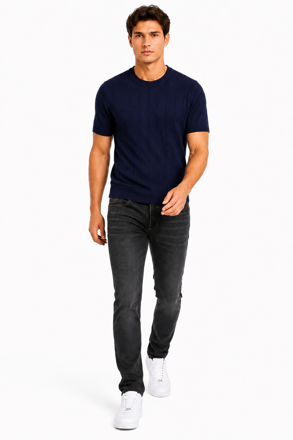 Capri set Jeans & Tshirt | Navy & Antraciet