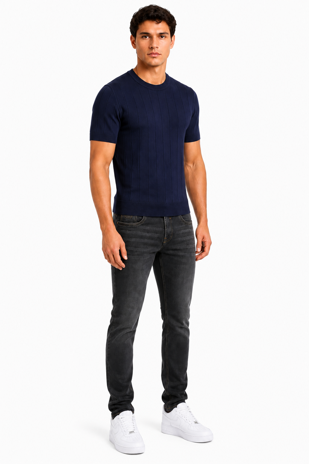 Capri set Jeans & Tshirt | Navy & Antraciet