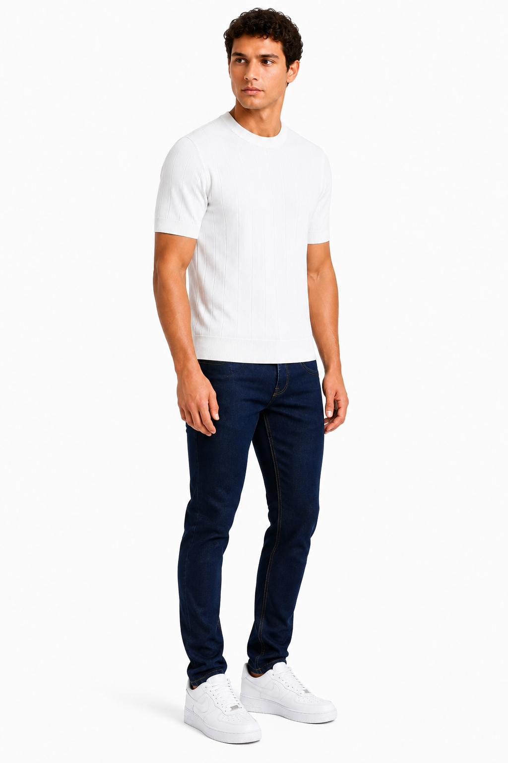 Capri set Jeans & Tshirt | Wit & Donker Navy