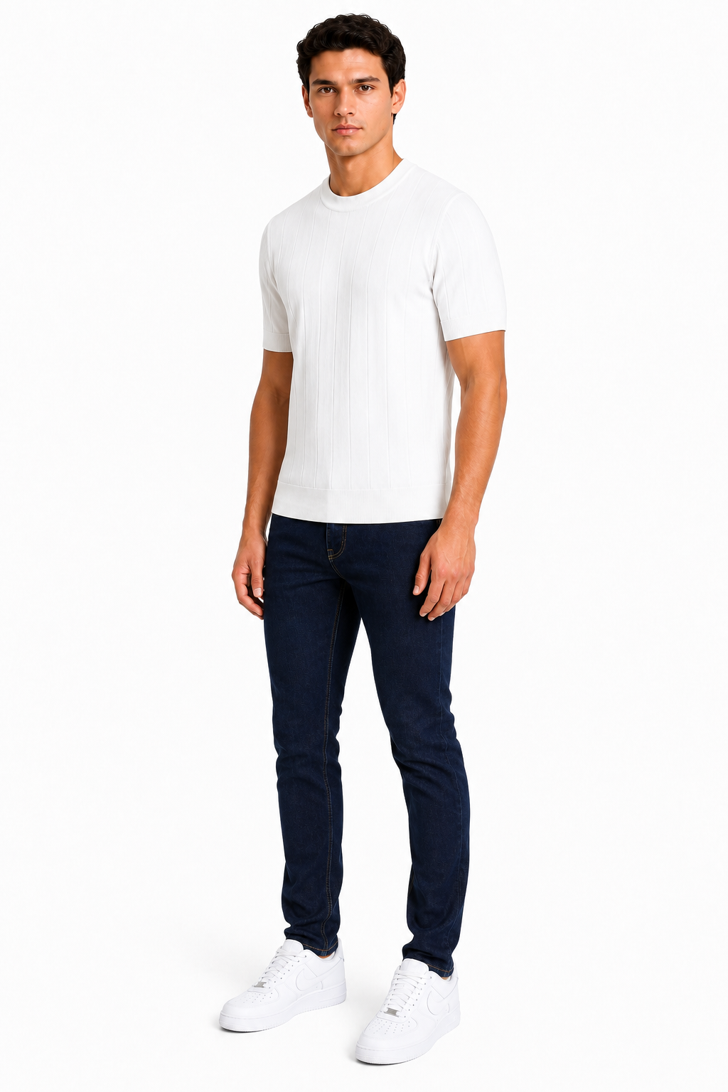 Capri set Jeans & Tshirt | Wit & Donker Navy