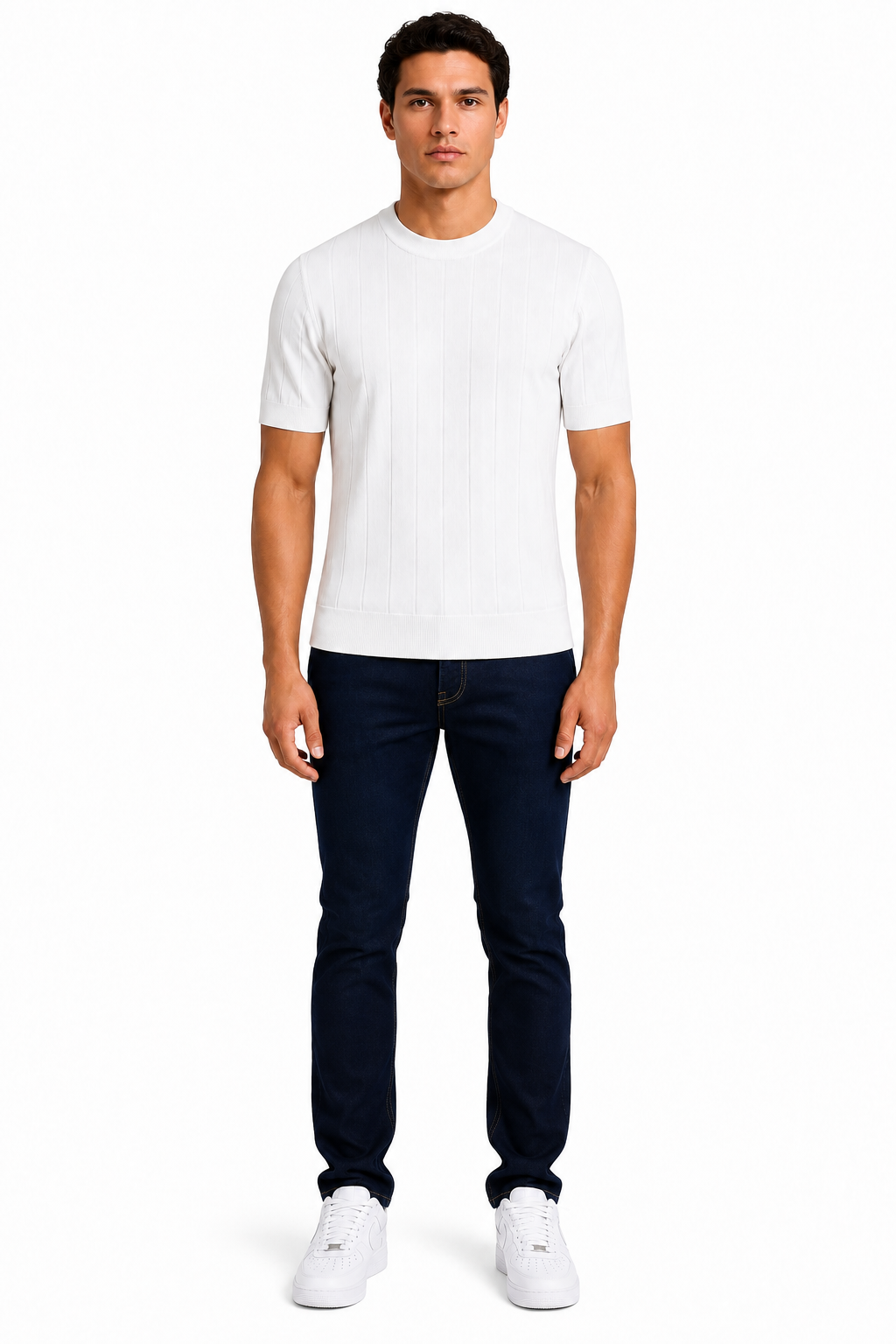 Capri set Jeans & Tshirt | Wit & Donker Navy