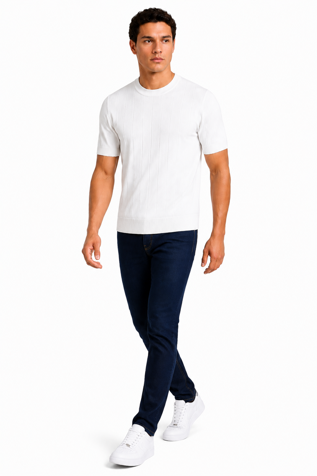 Capri set Jeans & Tshirt | Wit & Donker Navy