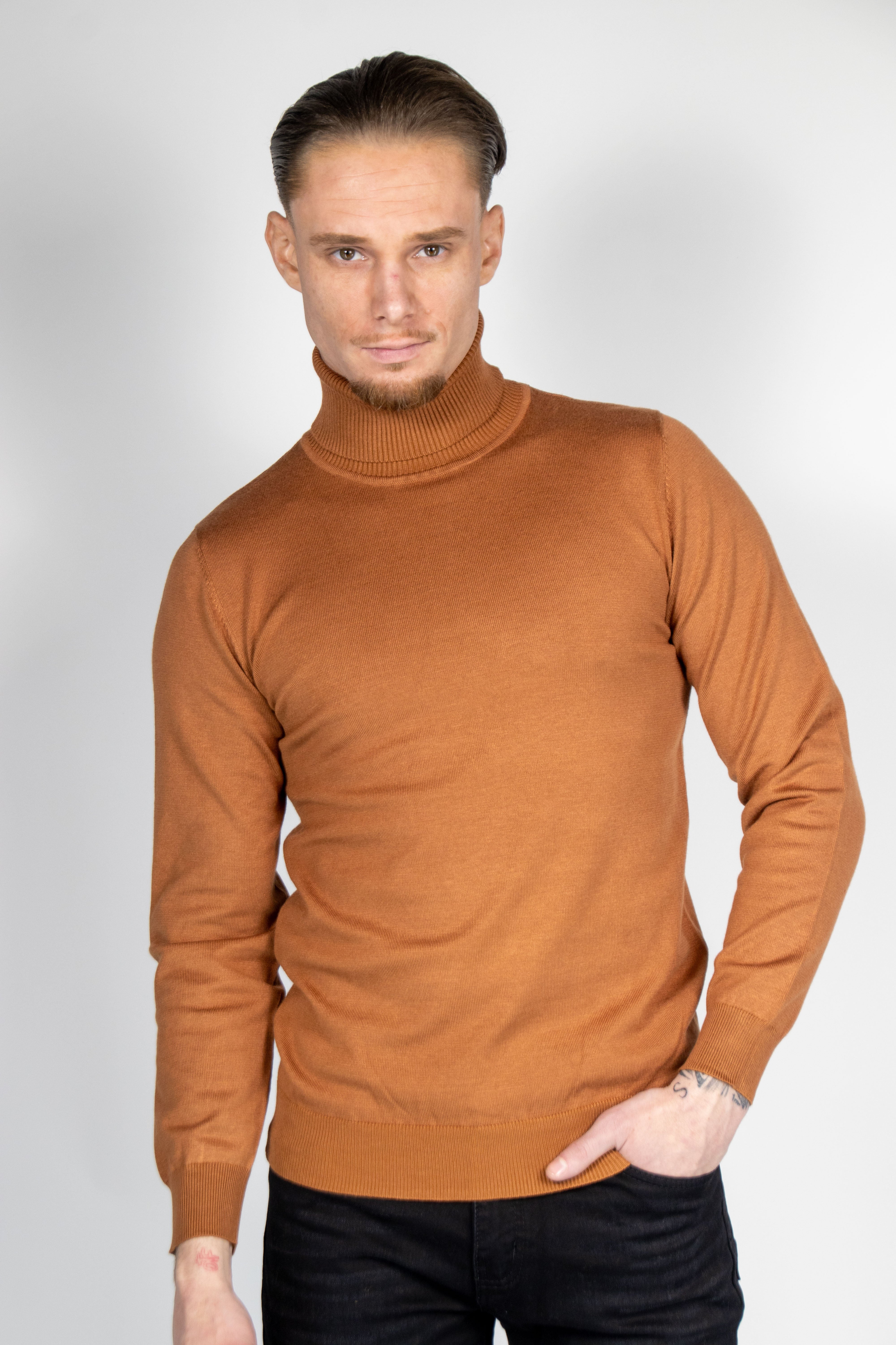 Hommes à col roulé bruns