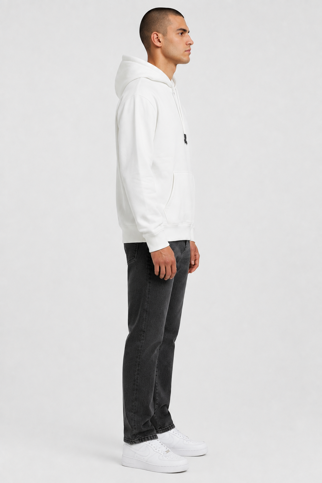 Daily Set Hoodie Arya Wit + Capo Jeans Antraciet - Side profile rechts