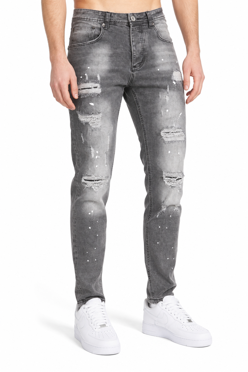 Jeans in denim schizzato Antracite