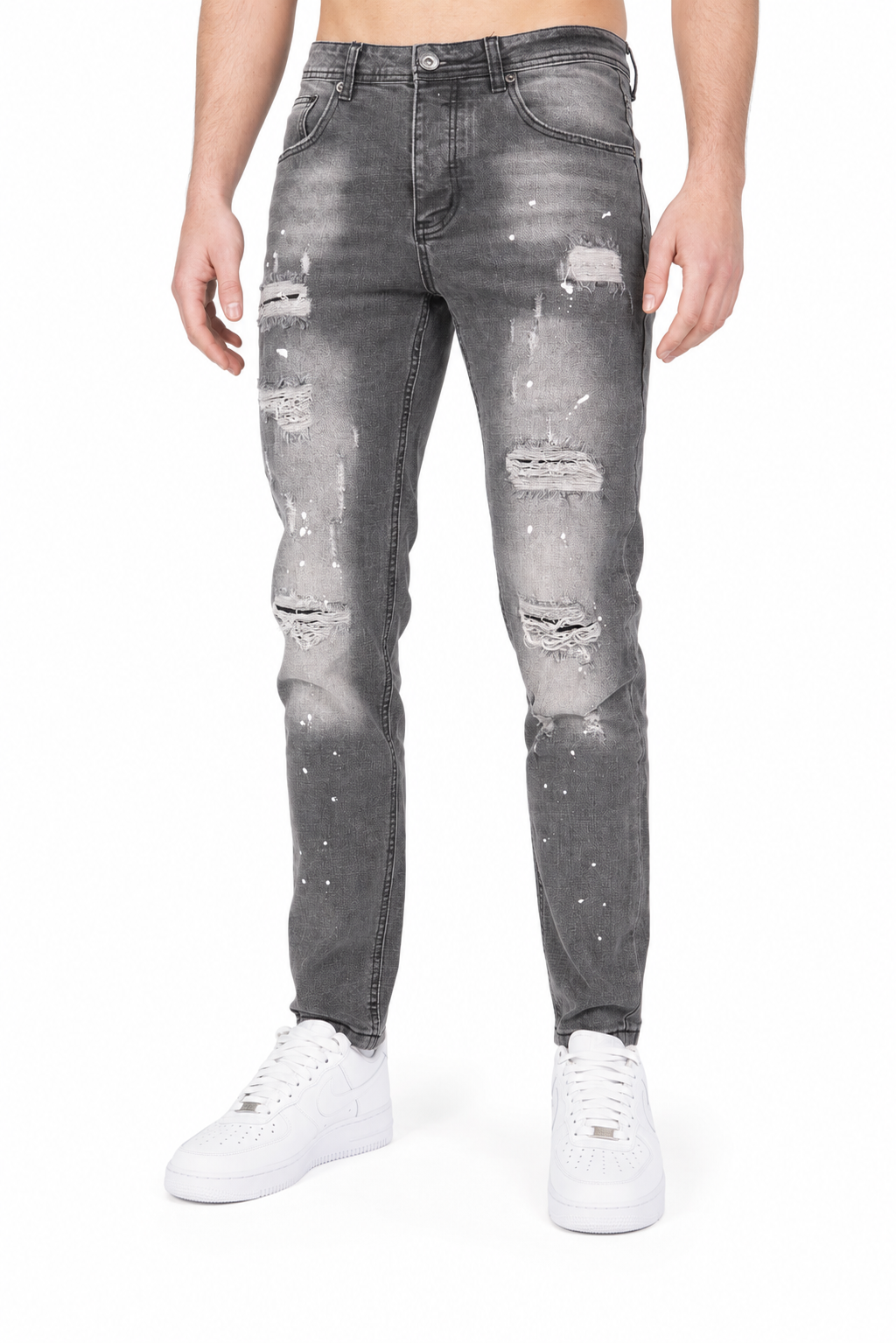 Jeans in denim schizzato Antracite